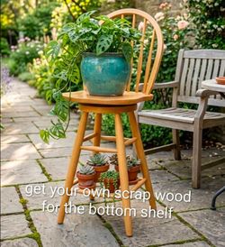 24-in real wood stool perfect as a plant stand plant pedestal planter