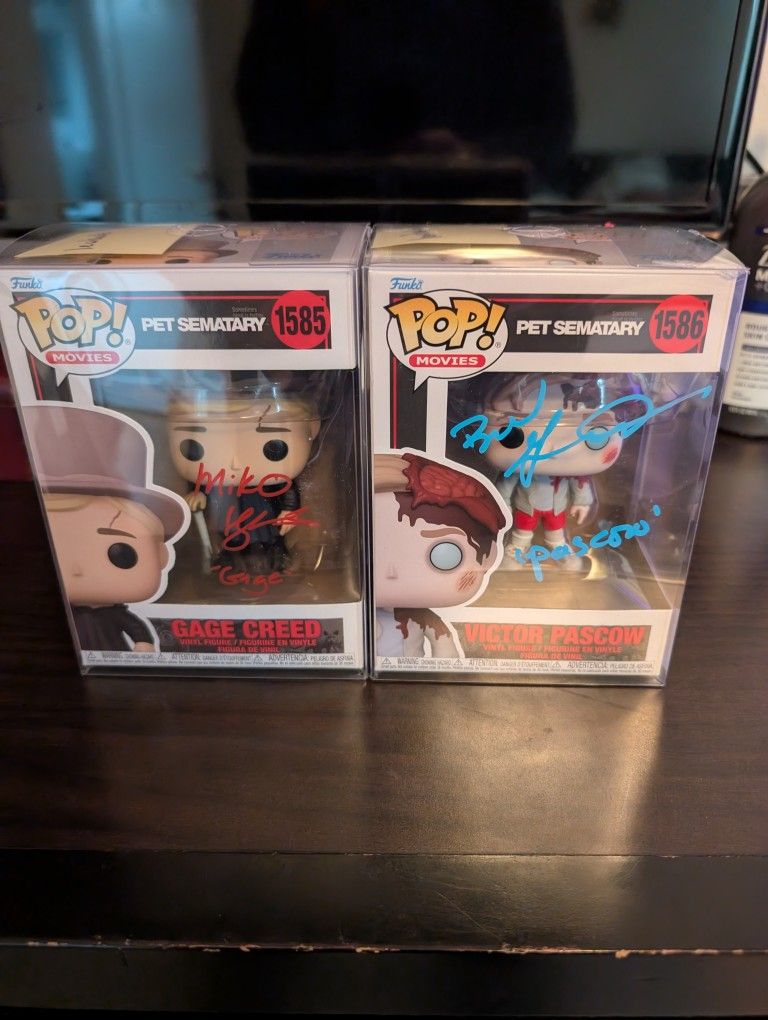 Pet Cemetery Gauge Creed And Victor Pascal Funko Pops Signed