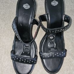 Harley -Davidson Women's Monica Black Sandals Heels D83711