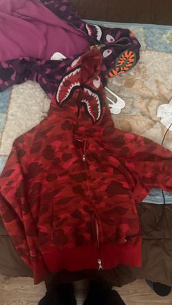 BAPE Shark Full-Zip Hoodie Red Camo (zipper messes up