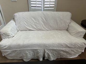 White Slipcover Loveseat Sofa