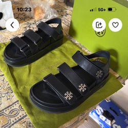 Tory Burch Black Leather Platform Sandals