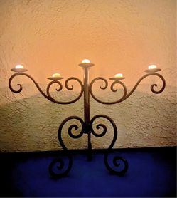 Candelabra, Large Hand-Fabricated Steel 5-Light