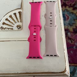 Apple Watch Silicone Bands Pair - Hot Pink, Light Pink - Brand New