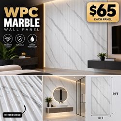WPC 4’ X 9’ Textured Marble Wall Panel