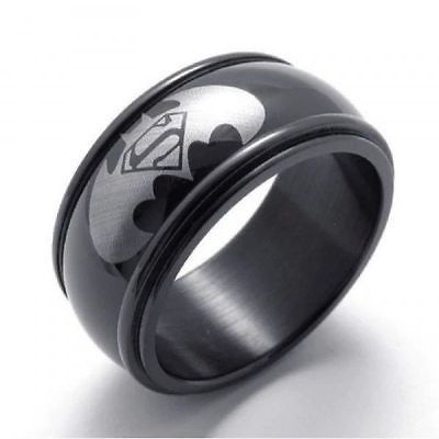 Plump Men Women Stainless Steel Titanium Band Ring Batman Logo Wedding Size 8