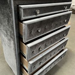 !New!!! Dovetailed Drawers Chest, Chest, Dresser, Grey Chest, Tall Chest, Jeweled Knobs 5-Drawer Chest