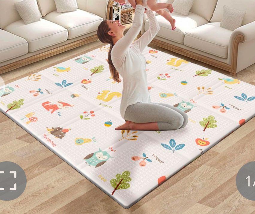 Hiaksedt Baby Play Mat 47 X 47 Inch Baby Playpen Mat, Foldable Baby Foam Mat, Reversible Baby Floor Mat For Infants & Toddlers, Portable Waterproof Ac