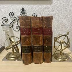 Pair of Vintage Brass Sundial Armillary Sphere Globe Bookends with Roman Numerals✨📚🕰️