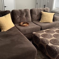 Brown Sectional Sofa With Ottoman