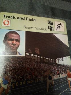 Vintage 1978 sportscaster collector card/track and field-roger bambuck