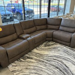 Pale Brown Fabric Sectional 