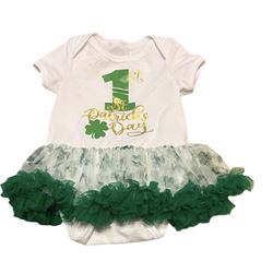 “My 1st St. Patrick’s day”  One Piece Tutu Baby Girl Youth 3-6 Months  