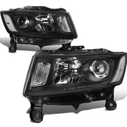 14-16 Jeep Grand Cherokee Black Housing Headlights