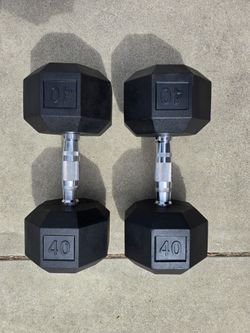 40lb rubber coated dumbells X2