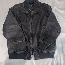 Unisex Distressed Leather Jacket/bomber Jacket   