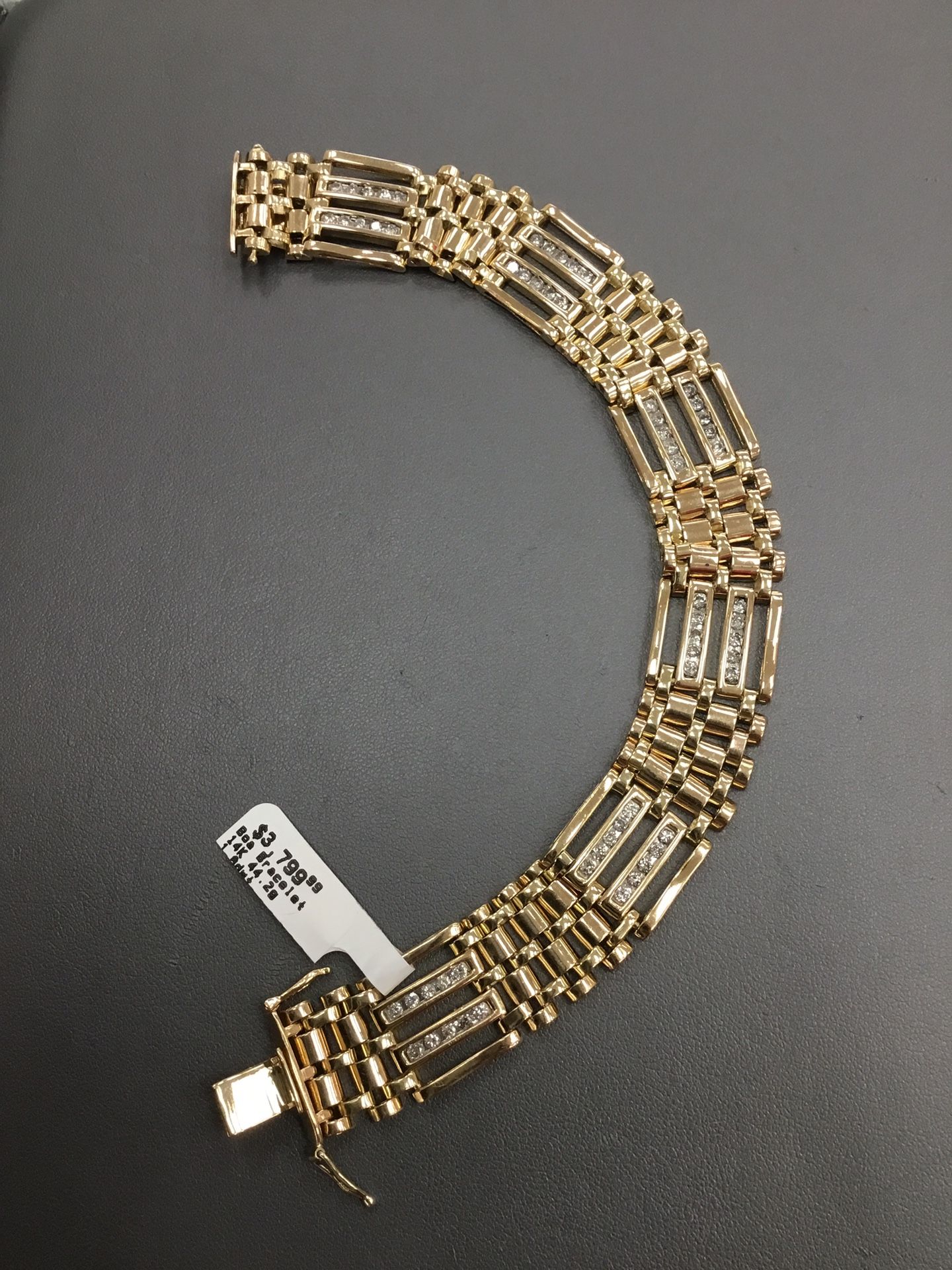 Gold Link Bracelet With Diamonds #832184