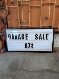 Large marque sign with letters.