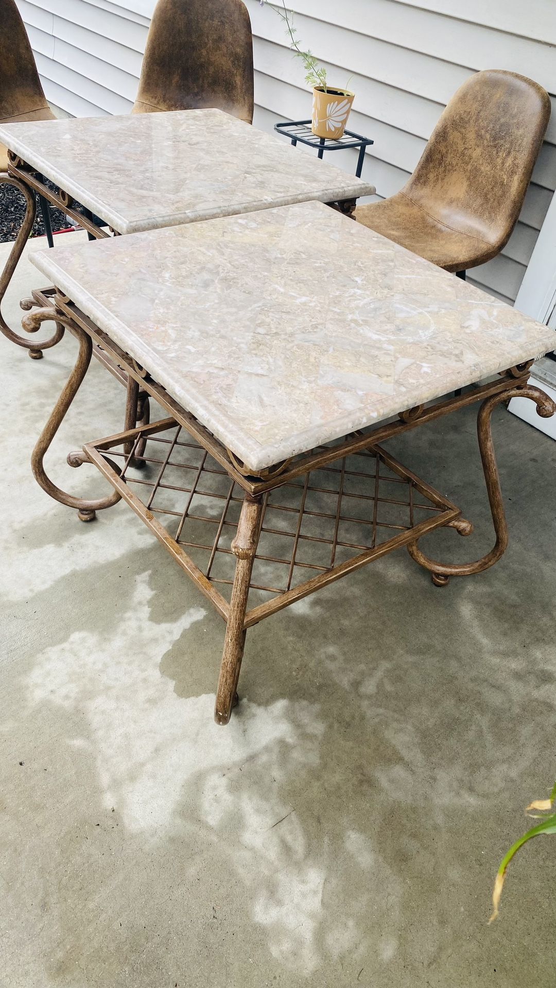 2 End Real Marble Tables