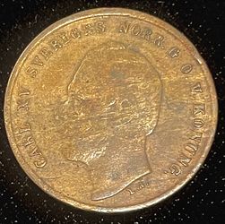 1872 Sweden 1 Öre Bronze Coin (King Carl XV)