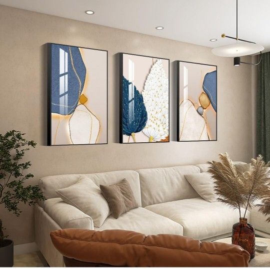 Wall Art Set of 3 Frames Canvas Wall art Decor Abstract Minimalism Natural Style Art Mural Posters & Prints, large Size Wall Art Aesthetics Living roo