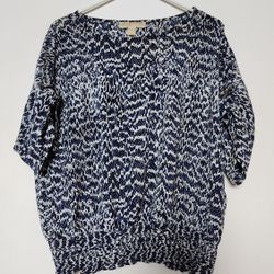 MICHAEL Michael Kors Women's Blue White Animal Print Blouse Size XL