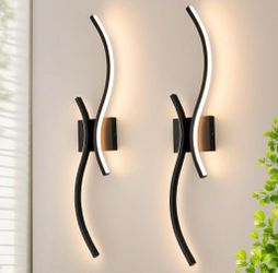 CANEOE Modern LED Wall Sconce Set of Two, 3000K Warm White Led Wall Light Fixture, 31.5inch Black Modern Sconces Wall Lighting for Bedroom, Living Roo