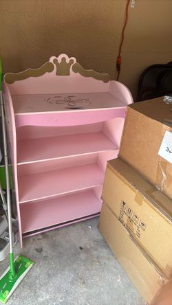 Pink Kids Bookshelf with Crown Detail