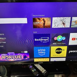 40” Samsung tv W/Roku 3920X Premier 4k w/2 Remotes
