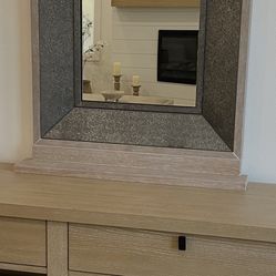 William Sonoma new wood/metal frame with mirror and shelf