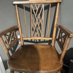 MidCentury wooden Chairs Boho Set Of Two 