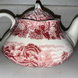 Wood & Sons England - Enoch Woods English Scenery - Pink Red TEAPOT w/Lid