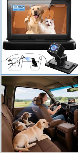 Baby Security Camera for Car Travel, 4.3" HD Display Night Vision Baby Car Camera Car