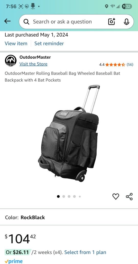 Huge Rolling & Backpack Style Baseball/Softball Bag