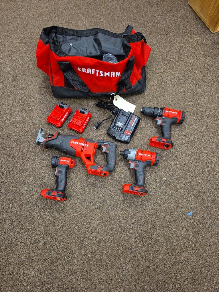 Craftsman 20 Volt 4 Piece Tool Combo Set Drill Driver