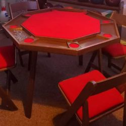 Vintage 8 Man Poker Table With Chairs