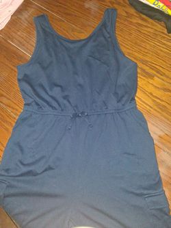 Navy Blue Sleeveless Romper with Drawstring Waist