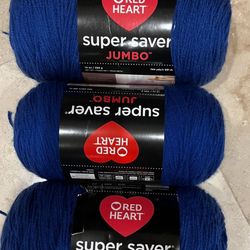 Royal Blue, White And Lemon Yarn Red Heart Super Saver Jumbo #4 Medium Acrylic Yarn, Royal blue 14oz/396g, 744 Yards