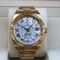 ROLEX 326938 SKY-DWELLER WATCH 18K SILVER ROMAN - T8691