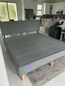 King Purple Upholstered Bed Frame Foundation + Headboard with no creak support i can deliver  Basically new!   Retail $890  Your Price $275