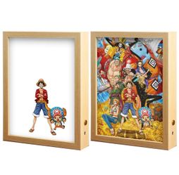 Luffy Led Decorative Light Painting Lamp Anime One Zoro Three Color Light Glowing Photo Frame luminous Hanging Poster