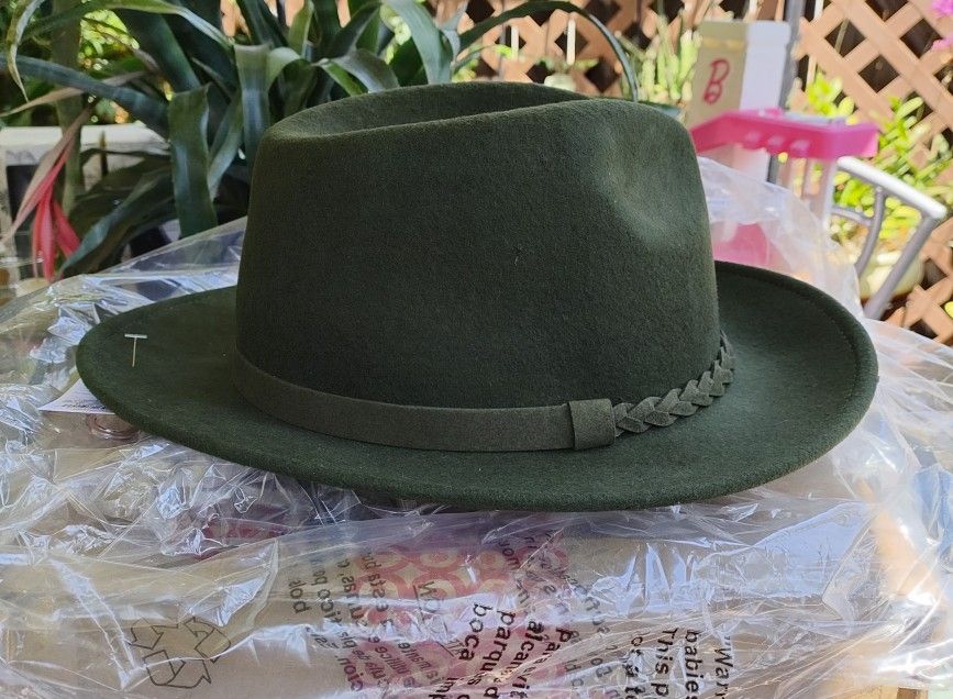 OLIVE GREEN FEDORA HAT