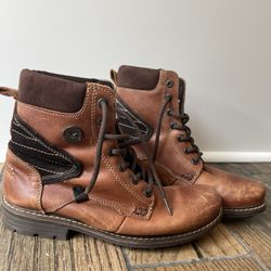 Men Leather Brown Boots Size 8.5