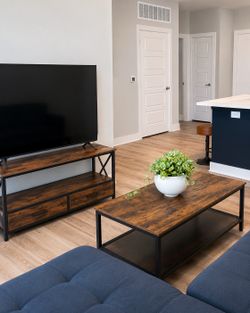 Rustic TV Stand (Fits Up to 75” TV) & Matching Coffee Table
