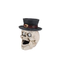 LED Light-Up Skull with Top Hat & Mist Maker Halloween Decoration