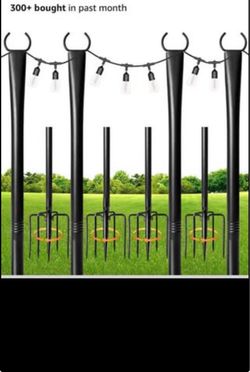 2 Pack String Light Poles,10 Ft Light Poles for Outside String Lights