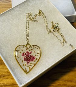 Handmade Pressed Flower Pendant And Necklace