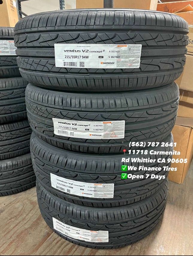 215/55R17 Hankook Ventus V2 Set of Tires Installed and Balanced Set de Llantas Nuevas Instaladas y Balanceadas