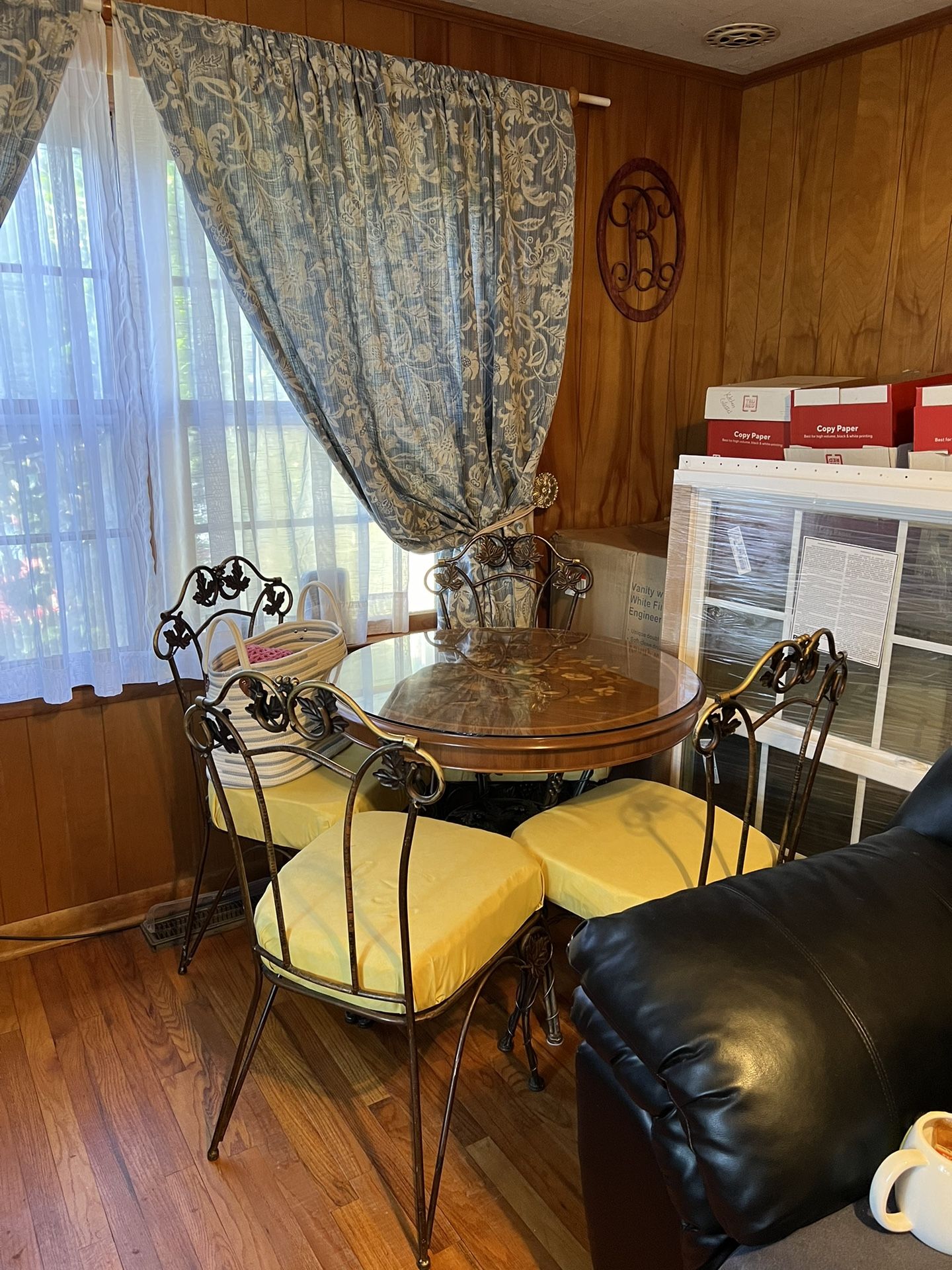 German Inlay Table And Chairs