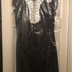Girls Black with white dress size 16